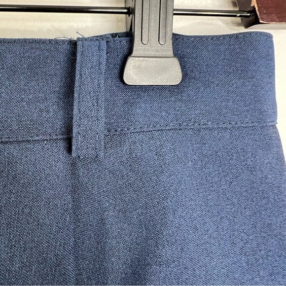 Vintage 80s 90s minimalist blue pleated straight leg old money trousers 8 - Picture 10 of 13